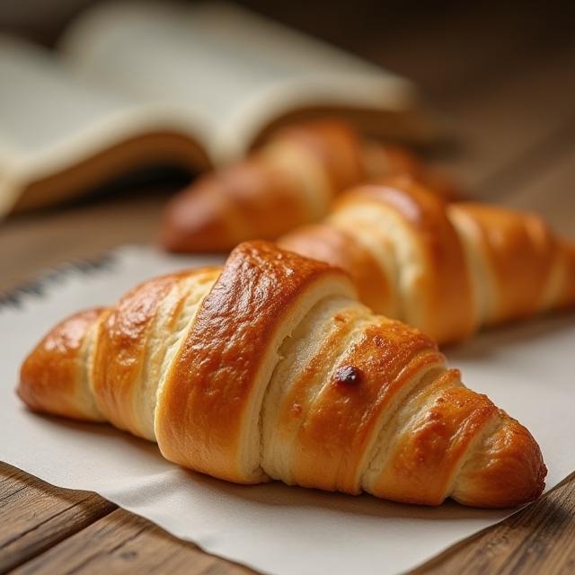 Fresh pastry on reading table