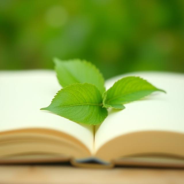 Open book with leaves symbolising sustainability